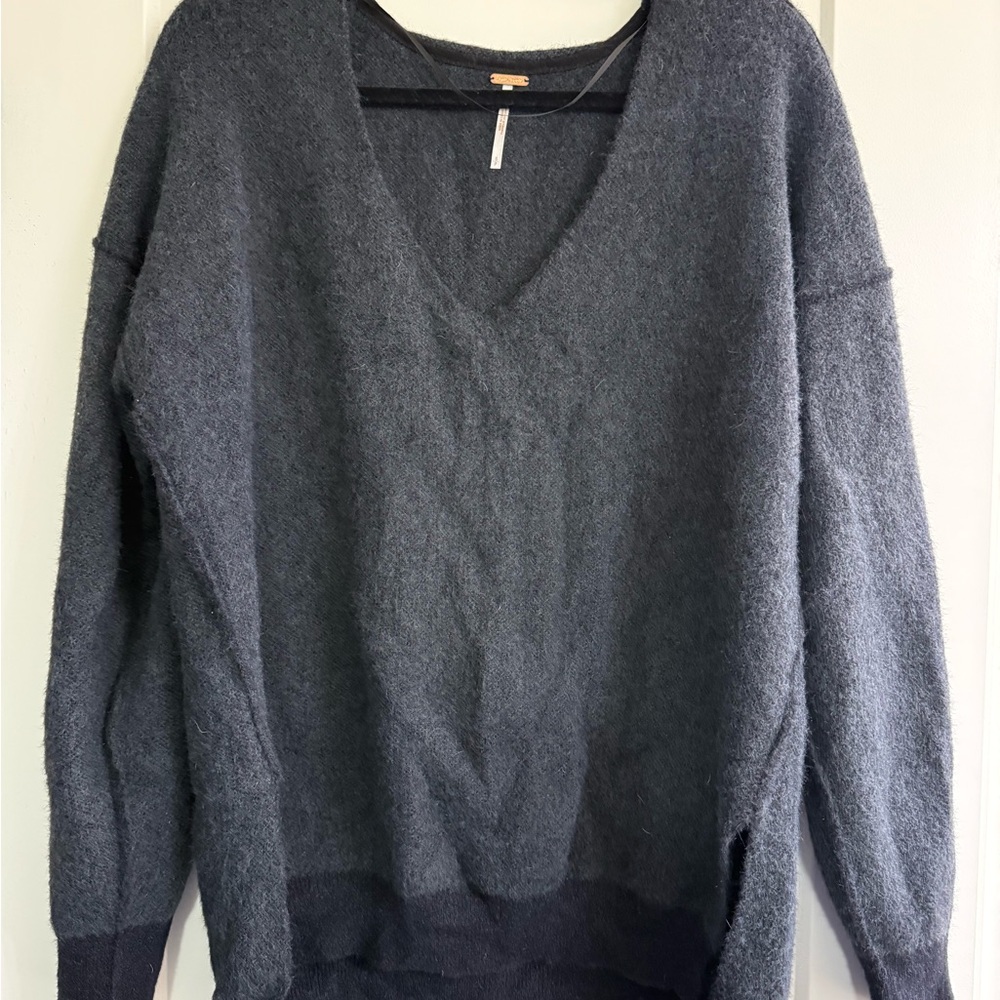Free People Charcoal V-Neck Sweater